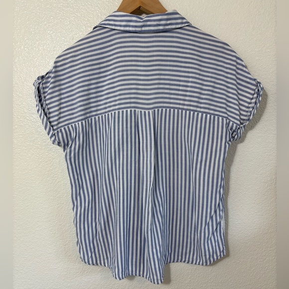Beachlunchlounge Collection Button Down Collared Striped Short Sleeve Tee Size S - Picture 4 of 5